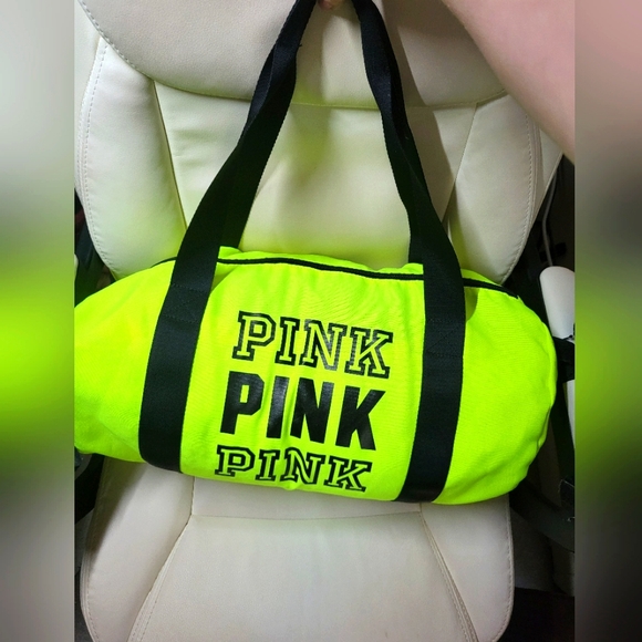 PINK Victoria's Secret Neon Green Duffle Bag - Picture 1 of 8